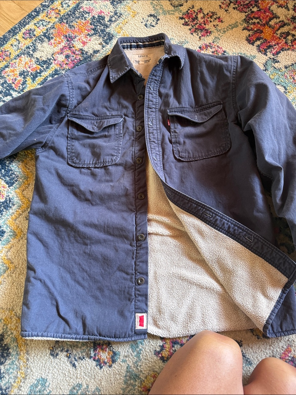 Levi's Dark Blue Sherpa-Lined Button Jacket